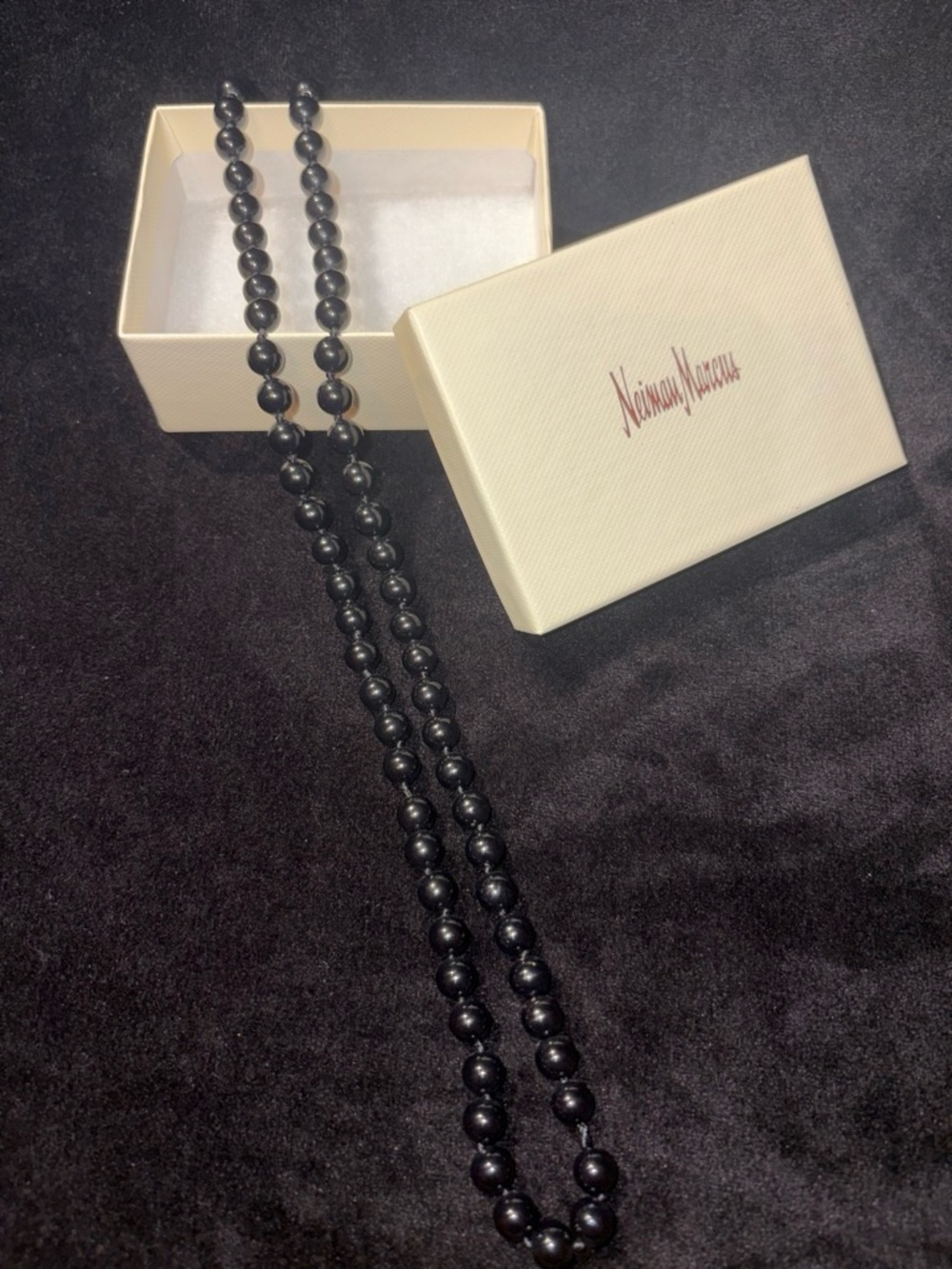 Trifari Women Vintage Black Faux Pearl Beaded Strand Opera Necklace OS EUC